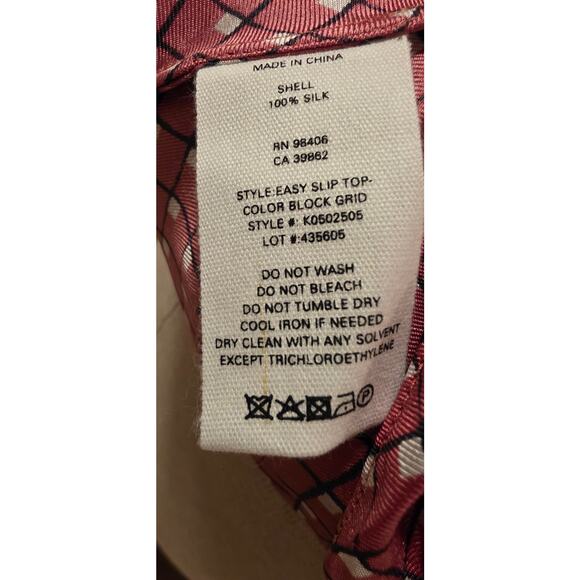 Theory Womens Petite Rose Pink Silk Easy Slip Color Block Grid - Picture 4 of 5